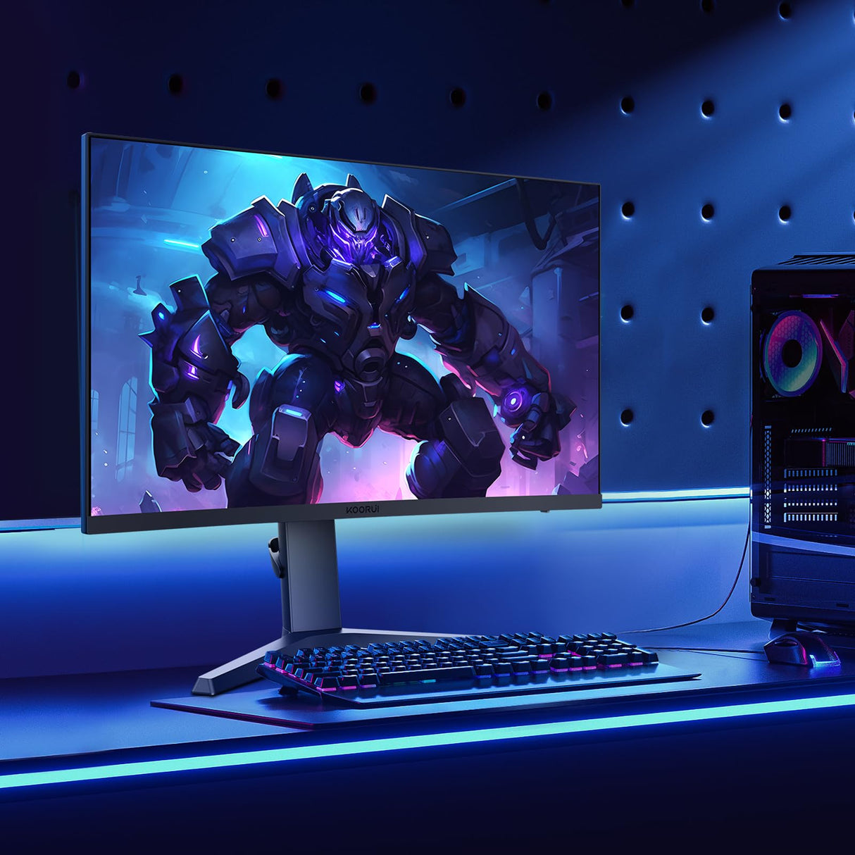 KOORUI Gaming Monitor 27 Pulgadas - Pantalla WQHD PC, 240Hz, 1ms, Adaptive Sync, Compatibilidad Gsync, (2560x1440, HDMI, DisplayPort, HDR 400) Negro/Rojo