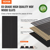 VEVOR Paneles Acústicos 1200x600 mm Paneles de Pared de Madera Decorativa MDF para Decoración de Paredes Interiores Paneles de Pared de Madera Sintética para Reducción de Ruido Roble Negro 4 Piezas