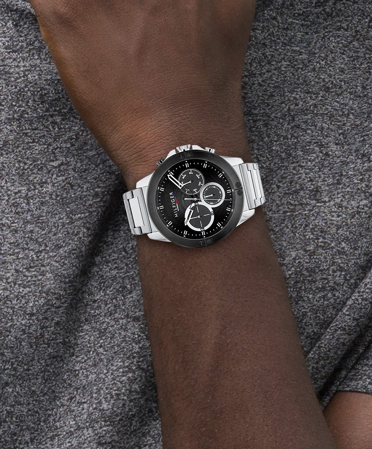 Tommy Hilfiger Reloj Analógico de Cuarzo Multifunción para Hombre con Correa de Acero Inoxidable Plateada - 1791890