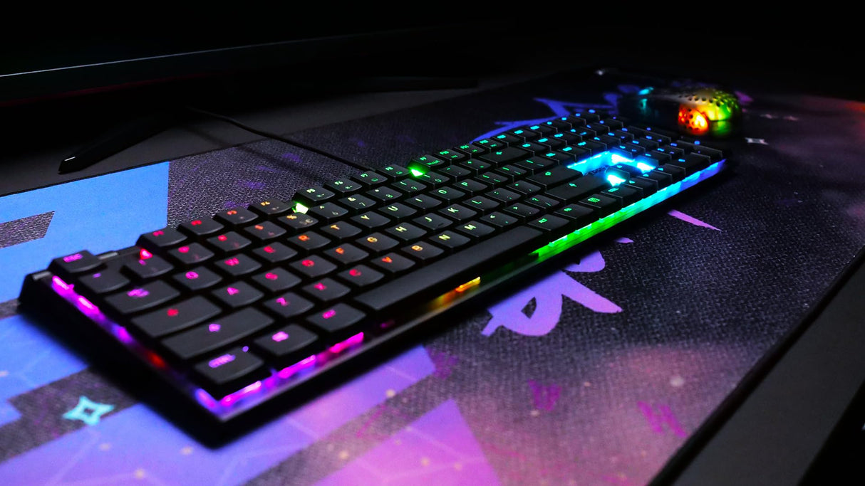 CHERRY MX 10.0N RGB, Teclado Gaming Mecánico Plano, Distribución de Teclado Suizo (QWERTZ), con Cable, Switches Originales CHERRY MX LOW PROFILE RGB SPEED, Negro