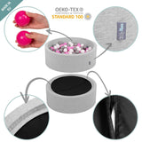 KiddyMoon 90X30cm/200 Bolas Piscina De Bolas ∅ 7Cm para Ninos Cuarto Angular Hecha En La UE, Grisclr:Blanco/Gris/Rosa Clr