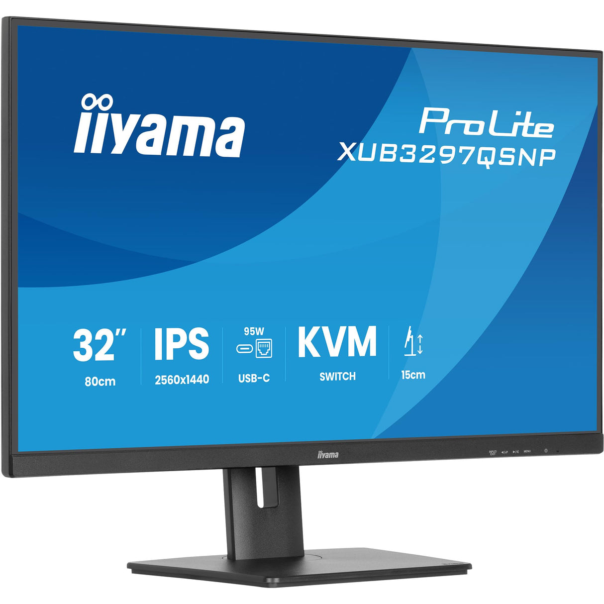 iiyama XUB3297QSNP-B1 Monitor de 31.5 Pulgadas, IPS, 2560 x 1440/100Hz, 1H1DP1C, HAS, RJ45, PD95W, KVM