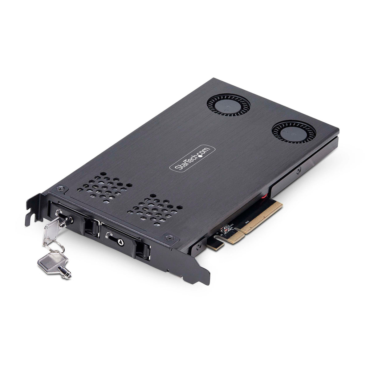 StarTech.com Tarjeta Rack Móvil de 2 Bahías para SSD NVMe M.2 a PCIe x8 - Requiere Bifurcación - Intercambio en Caliente