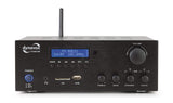 Dynavox VT-80 MK Amplificador estéreo Compacto, 4 terminales de Altavoz atornillables, Control Remoto para entradas Digitales (USB, Tarjeta SD), Antena BT integrada y Radio FM, Negro