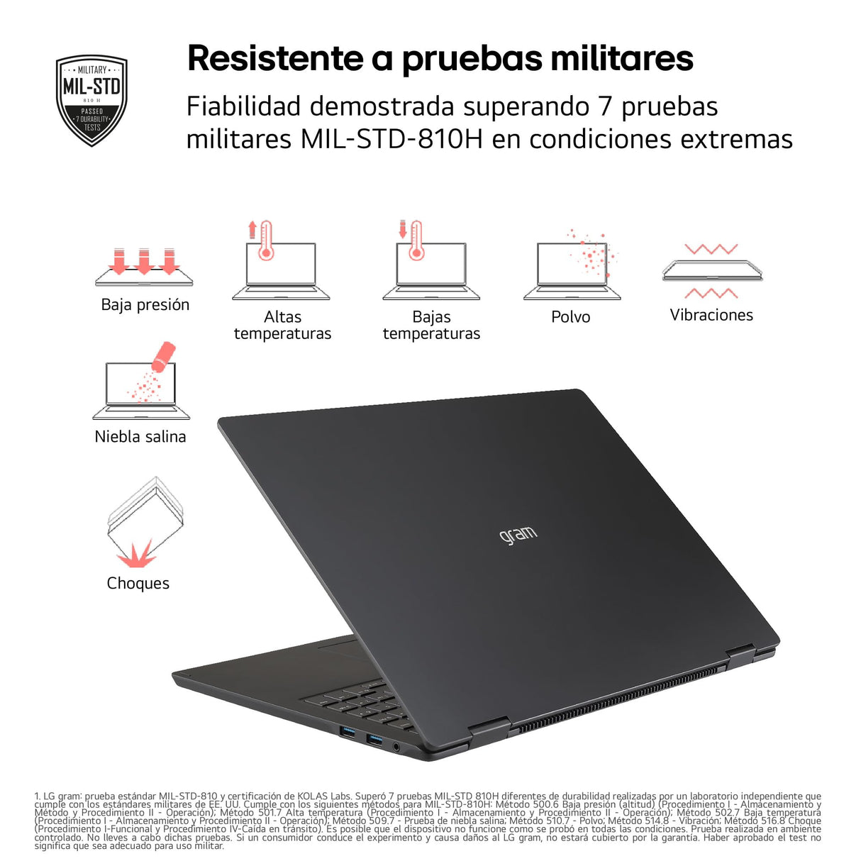 LG gram 16ZD90TL-G.AX85BN - Ordenador Portátil Ultraligero de 16" Intel Core Ultra 7 258V, 32 GB RAM, 512 GB SSD, IPS Antirreflejo, 1239g, 28.5h, FreeOS, Teclado QWERTY Español, Negro Carbón