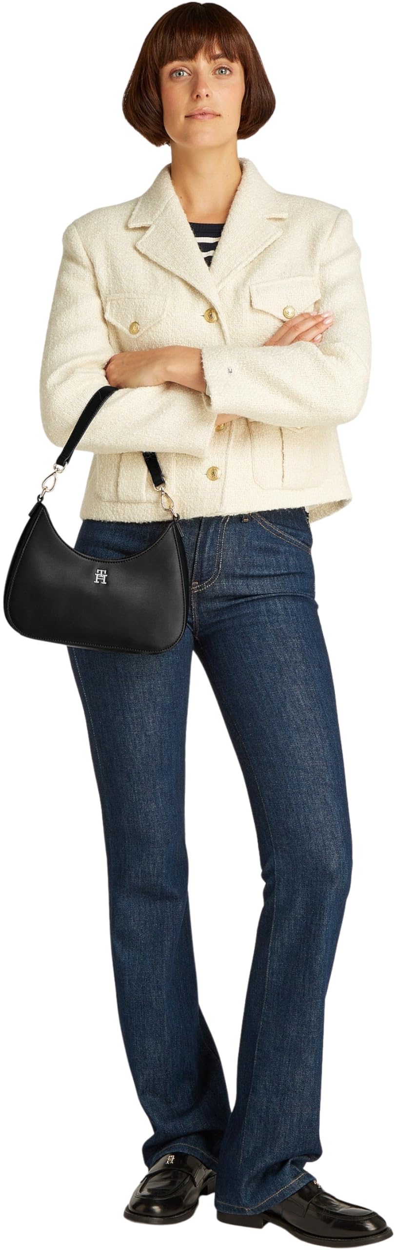 Tommy Hilfiger Bolso con bandolera Mujer Logotape con cremallera, Negro (Black), Talla Única