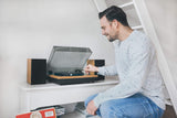 Lenco LS-300 - Giradiscos Hi-Fi con Bluetooth - Con altavoces externos 2 x 10 W RMS - Transmisión por correa - Apagado automático - Carcasa MDF - Negro