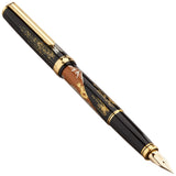 PLATINUM Pluma estilográfica japonesa VICOH KANAZAWA GOLD LEAF 18KT MT FUJI/Nib/pluma: F/hecha a mano/pluma de oro de 18 quilates/con caja de regalo/pluma estilográfica negra