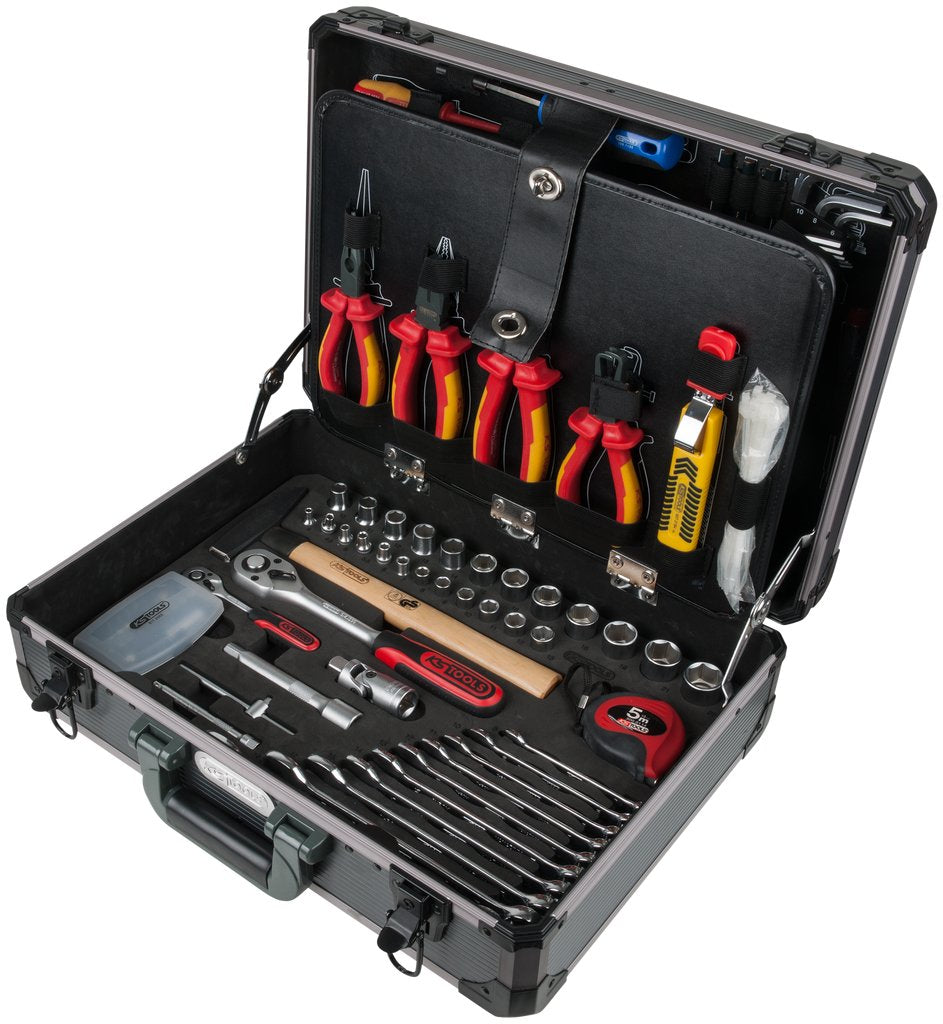 KS Tools 911.0628 1/4" + 1/2“ Maletín de herramientas de electricista, 128 pzs.