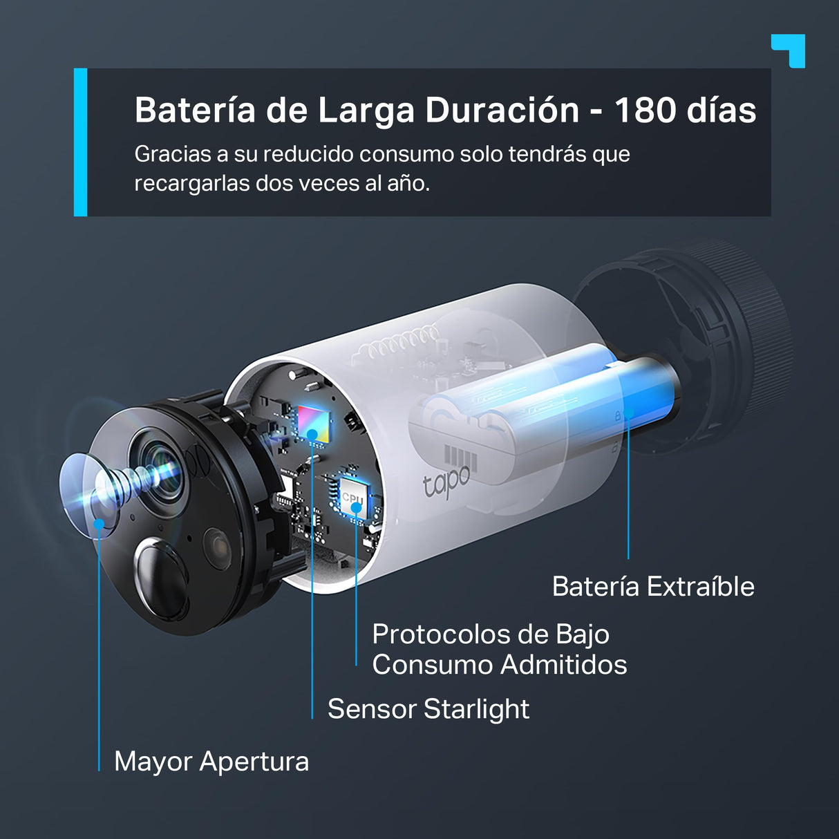 Tapo TP-Link C420S2 - Cámara Vigilancia WiFi Exterior Inalámbrica con Batería Recargable, Resolución 2k, Visión Nocturna, Audio Bidireccional, IP65 a Prueba de Agua
