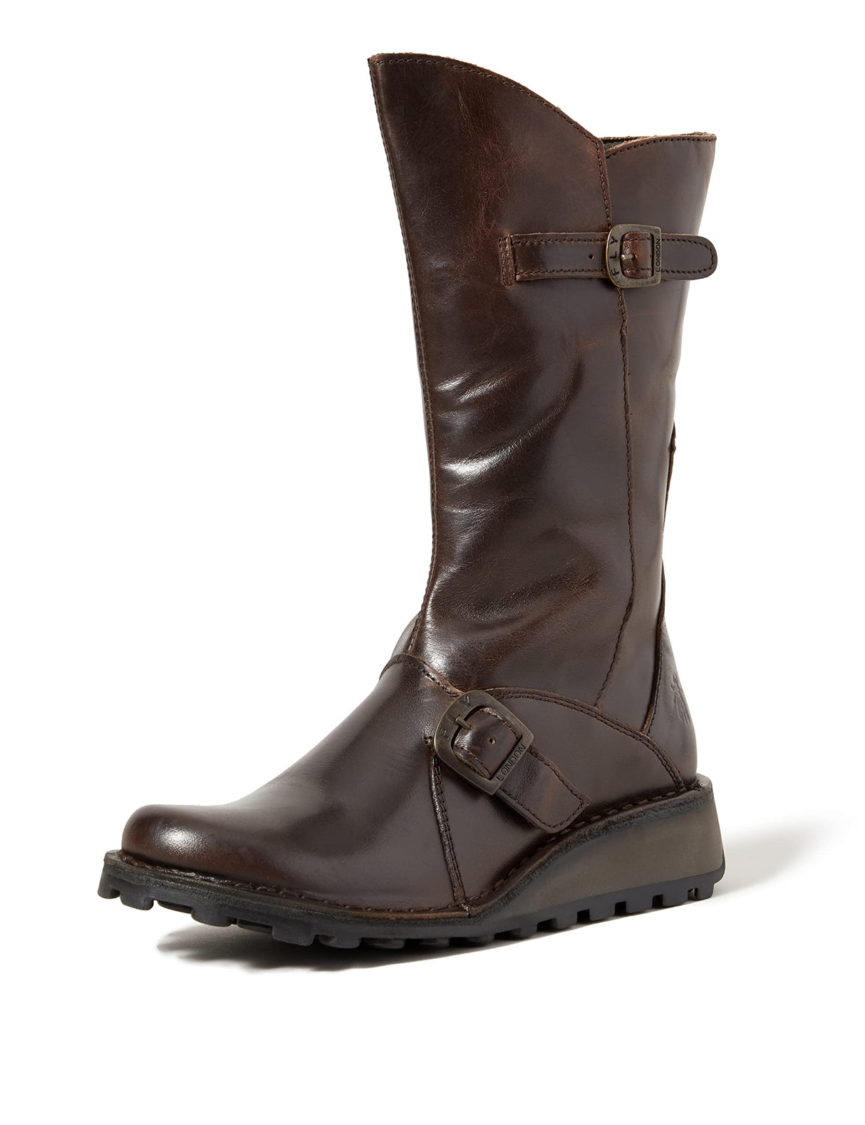 Fly London MES, Botas con hebilla, Mujer, Dk Brown, 38 EU