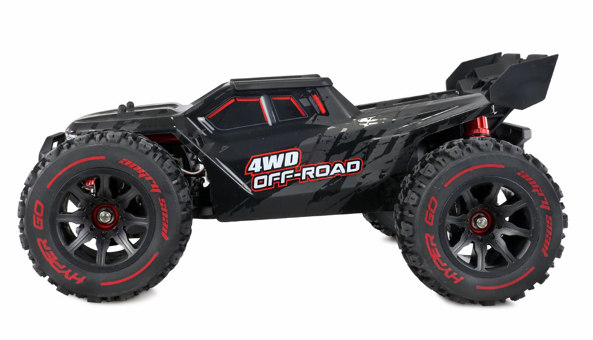 Amewi Hyper GO Truggy sin escobillas 4WD 1:14 RTR Negro Incluye Barra de Ruedas, Piezas de Repuesto, carrocería Dorada