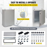 VEVOR Caja eléctrica 70 x 50 x 20 cm caja para exteriores IP65 resistente al agua y al polvo caja de conexiones con bisagras de acero al carbono laminado en frío para uso en interiores y exteriores