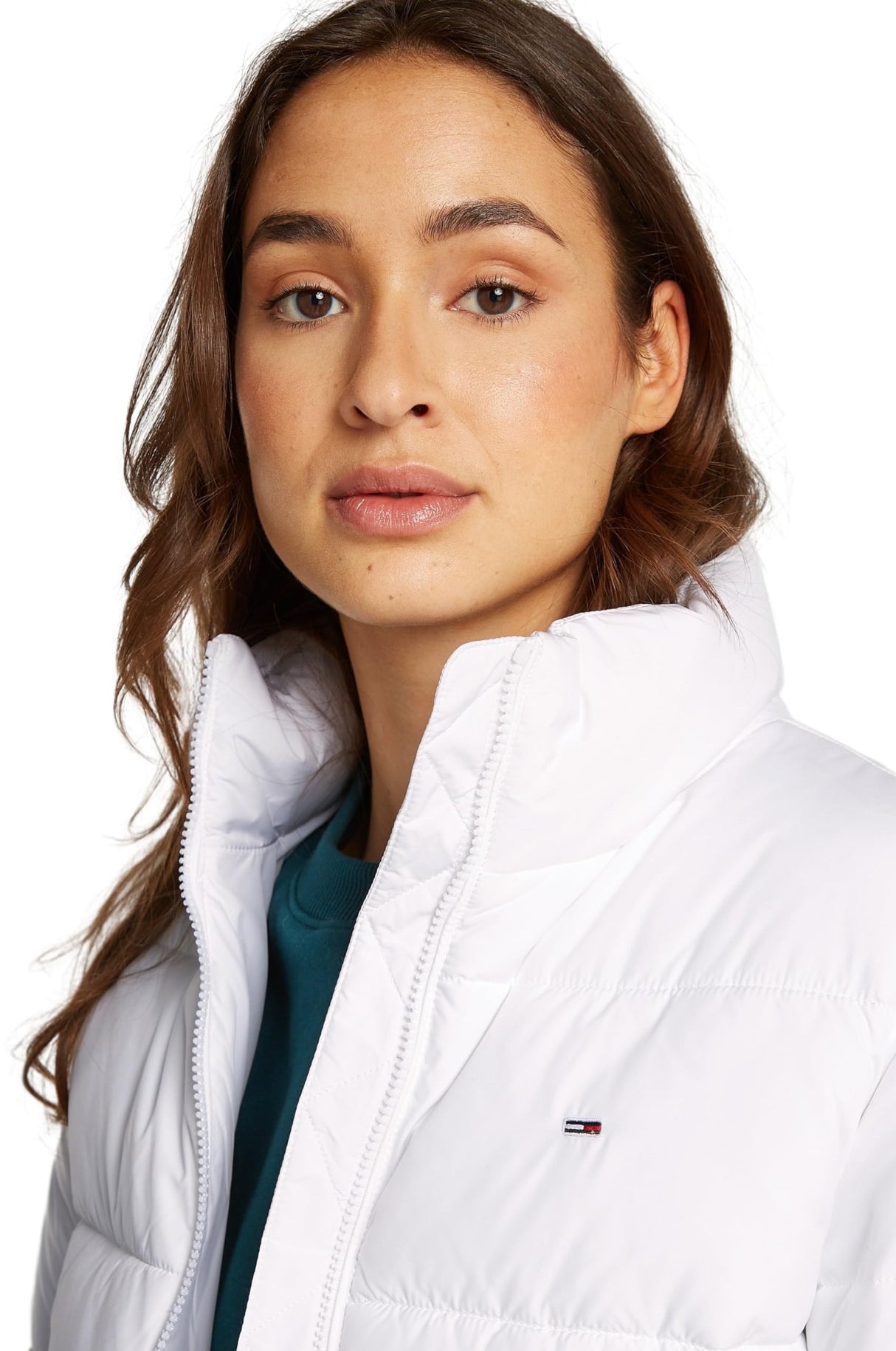 Tommy Jeans Cazadora Acolchada Mujer Cropped Essential Puffer Corta, Blanco (White), S