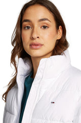 Tommy Jeans Cazadora Acolchada Mujer Cropped Essential Puffer Corta, Blanco (White), S