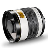 Walimex 16437 - Teleobjetivo para micro cuatro tercios (distancia focal fija 800 mm, apertura f/8, diámetro: 23 mm), negro y blanco