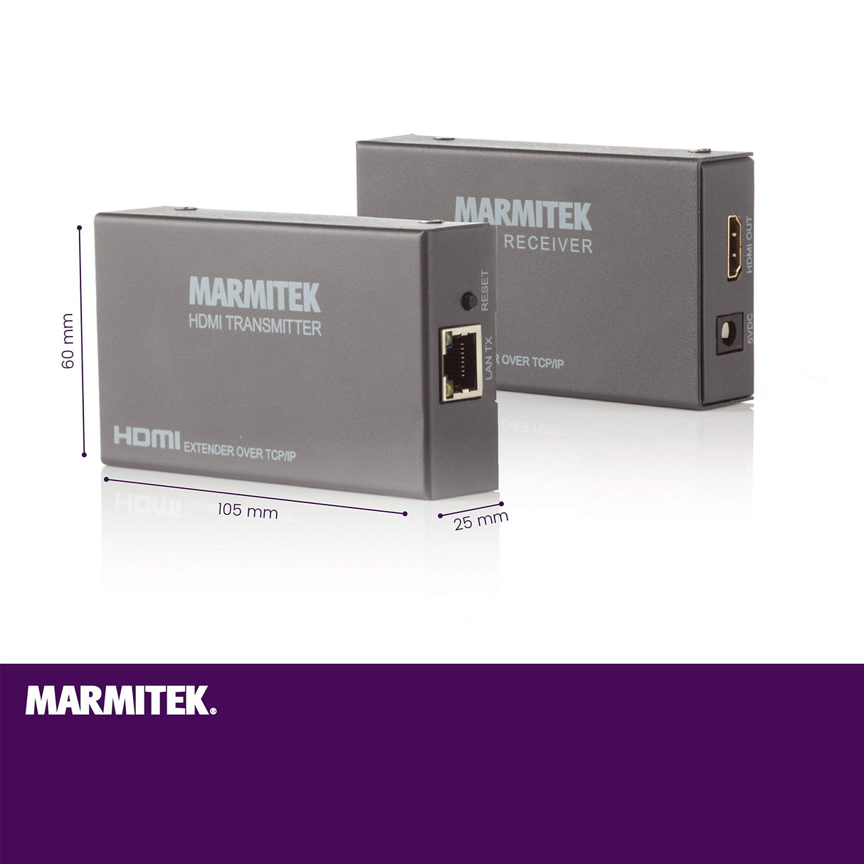 HDMI Extender LAN - Marmitek MegaView 90 - Cable o red CAT 5e / 6 (IP/LAN) - 1080p - 120m - Receptores adicionales posibles - Extensor HDMI a través de la red existente - Plug & Play