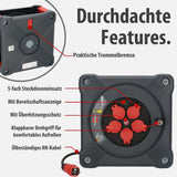 Brennenstuhl Carrete de cable profesional KA 3100 5 IP44 (cable H07RN-F 3G1,5 de 33 m en negro, 5 tomas de seguridad, uso en obra y exterior permanente, fabricado en Alemania)
