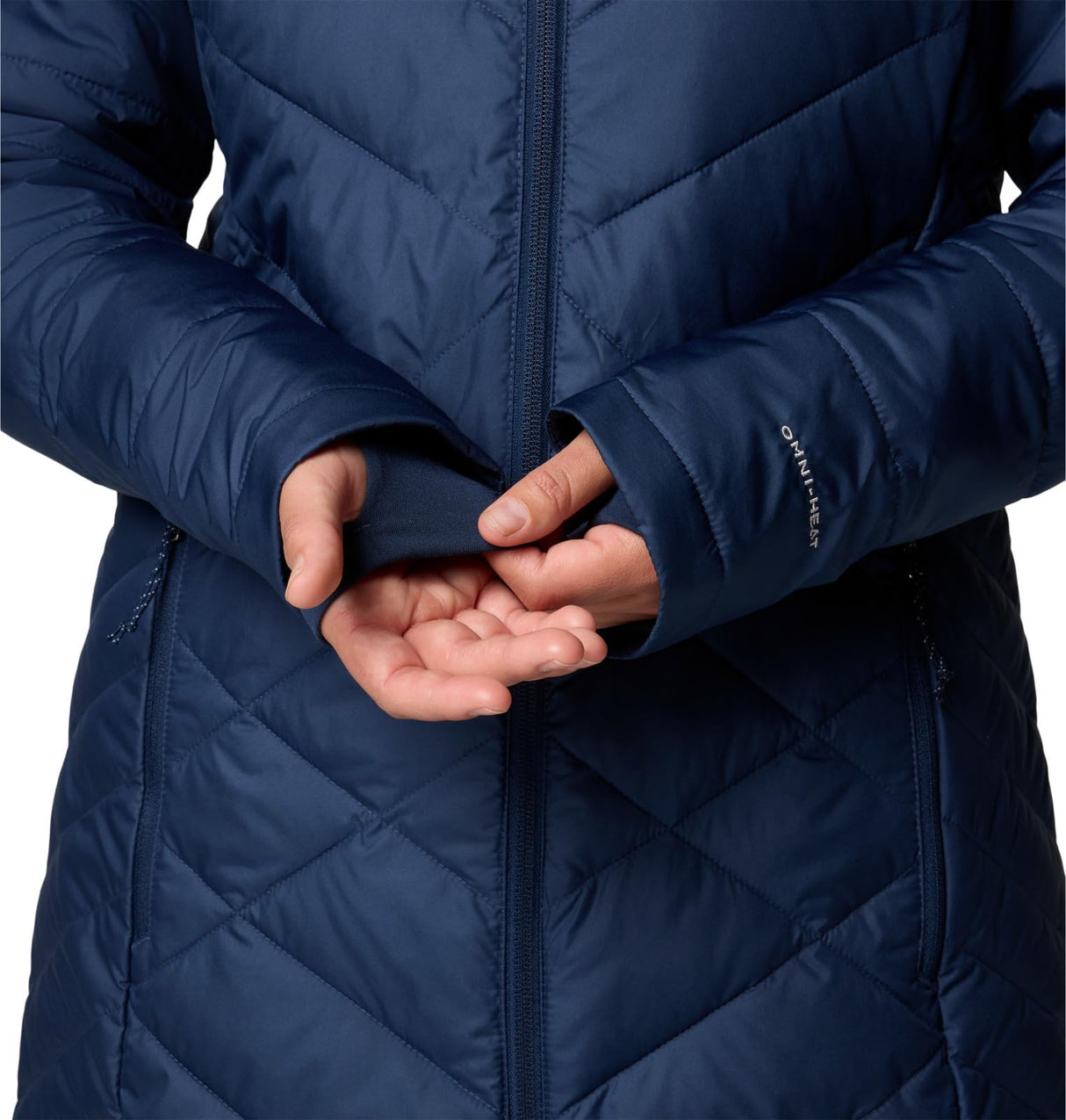 Columbia Chaqueta Larga y Acolchada con Capucha para Mujer, Heavenly