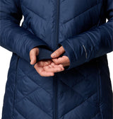 Columbia Chaqueta Larga y Acolchada con Capucha para Mujer, Heavenly