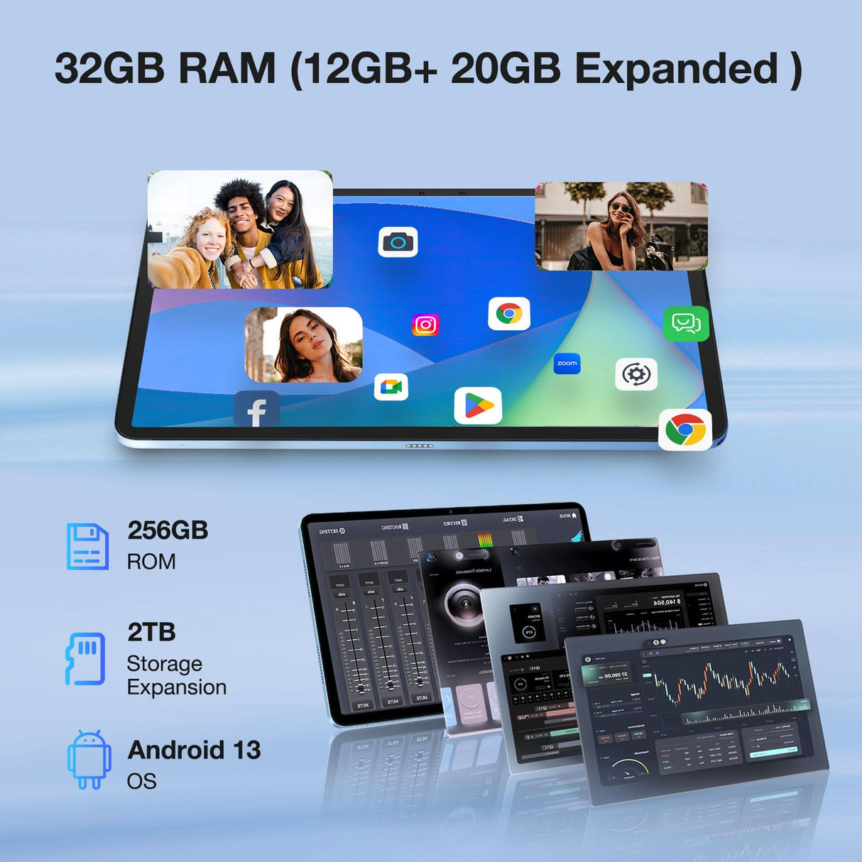 DOOGEE T20 Ultra Tablet Android 13, 12 Pulgadas, 32 GB + 256 GB (TF 2TB) Helio G99 Octa-Core Tablet Táctil, 10800mAh, Pantalla 2.4K, 16MP+8MP, 4G LTE /5G WiFi Tablet Gaming, GMS/GPS/Widevine L1