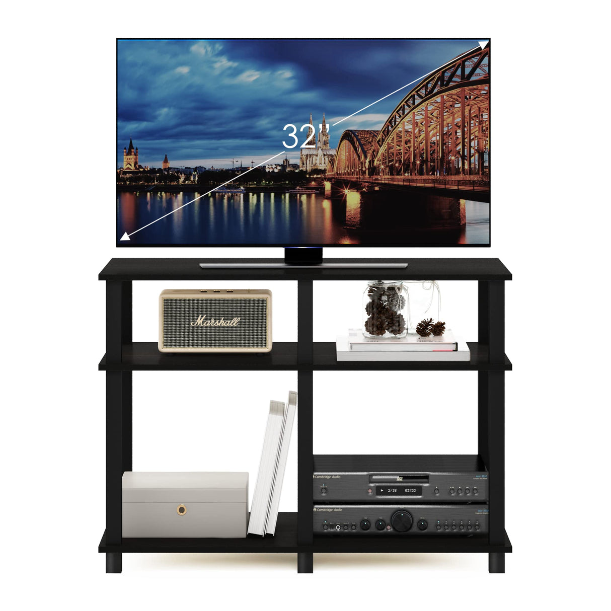 Furinno Romain Turn-N-Tube Soporte de TV para Televisores de hasta 40 Pulgadas, Espresso/Negro