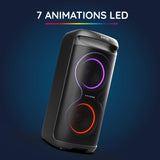 R-MUSIC - Blaster M - Altavoz de Alta Potencia - Bluetooth, Luces RGB, Modo Karaoke, asa integrada, micrófono Incluido, Soporte para teléfono y Tableta integrada - Autonomía 7h