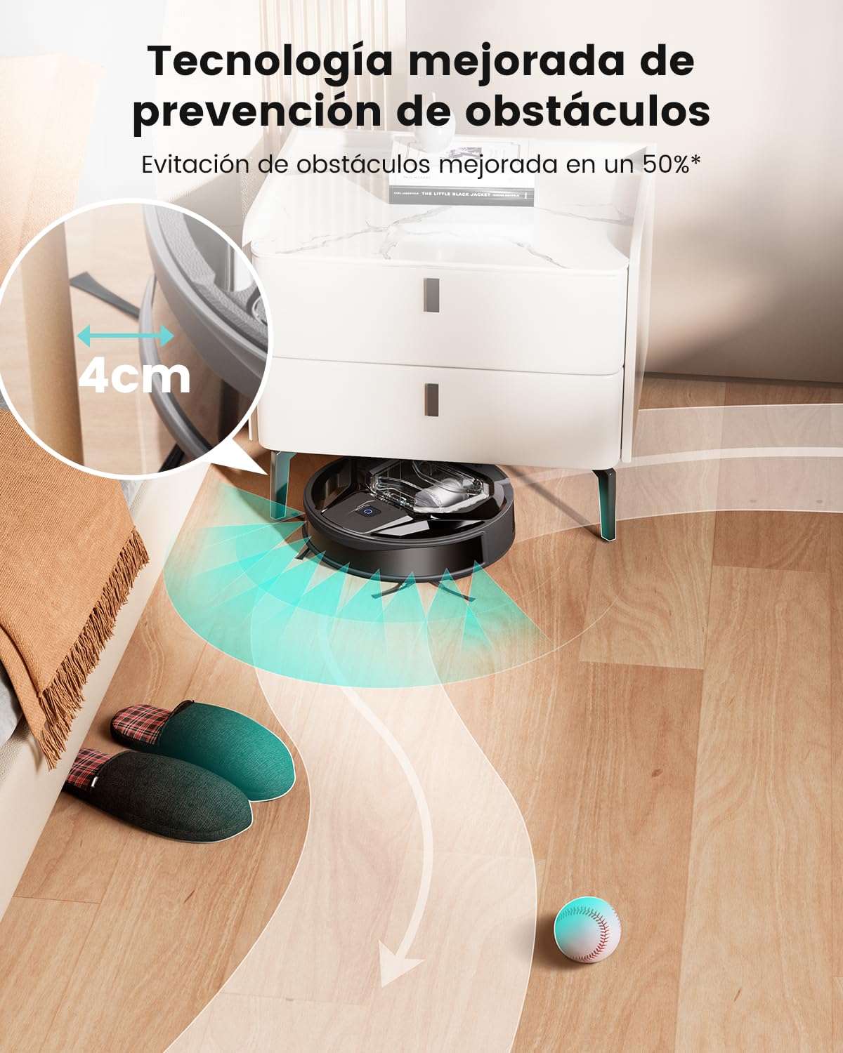 LEFANT M320 Aspirador Robot Potente 6000Pa, Robot Aspirador con Anti-Obstáculos PSD, 210 Minutos, Autorecargable, Robot Aspirador y Fregasuelos Ideal para Suelos Duros, Pelo de Animales, Negro