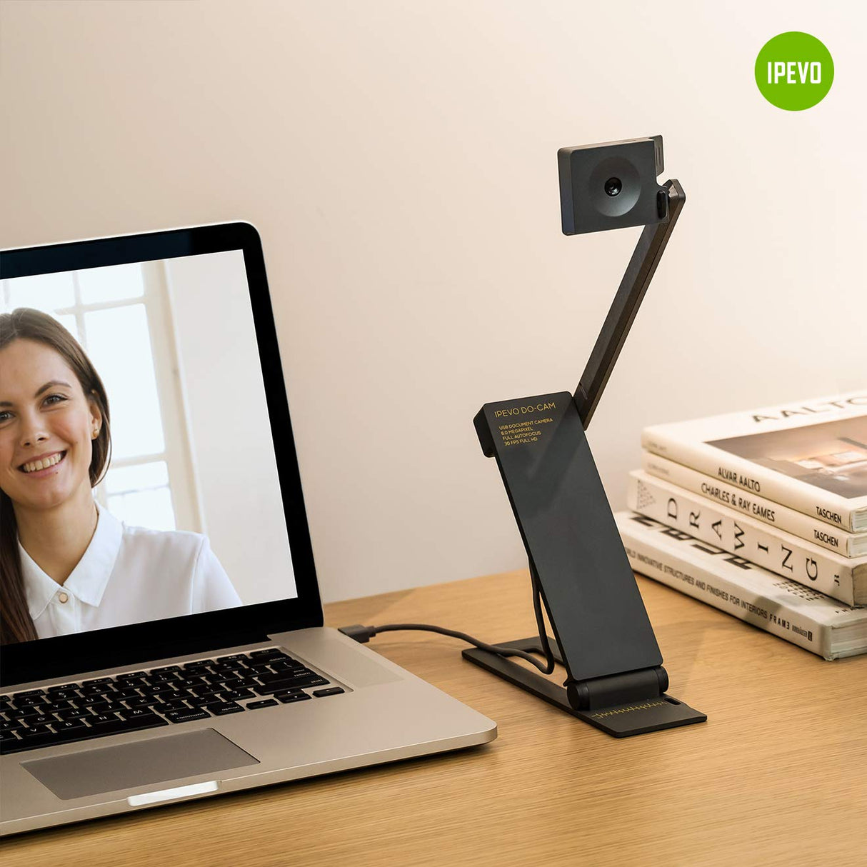 Ipevo DO-CAM — Cámara USB HD de 8 Megapíxeles. Portátil y compacta para comunicación Profesional; presentaciones; Captura de imágenes; Aprendizaje a Distancia; Trabajo Remoto; videollamadas.
