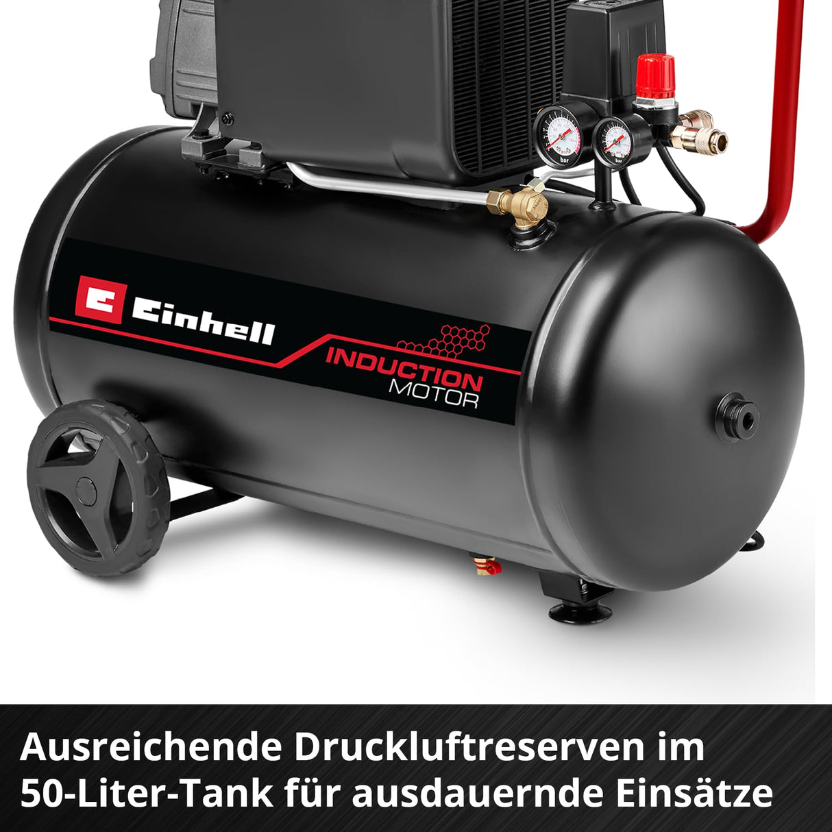 Einhell compresor TC-AC 270/50/10 (1800 W, máx. 10 bar, depósito de 50 l, lubricado con aceite, manómetro para presión de trabajo y de caldera, 270 l/min potencia de aspiración, reductor de presión)