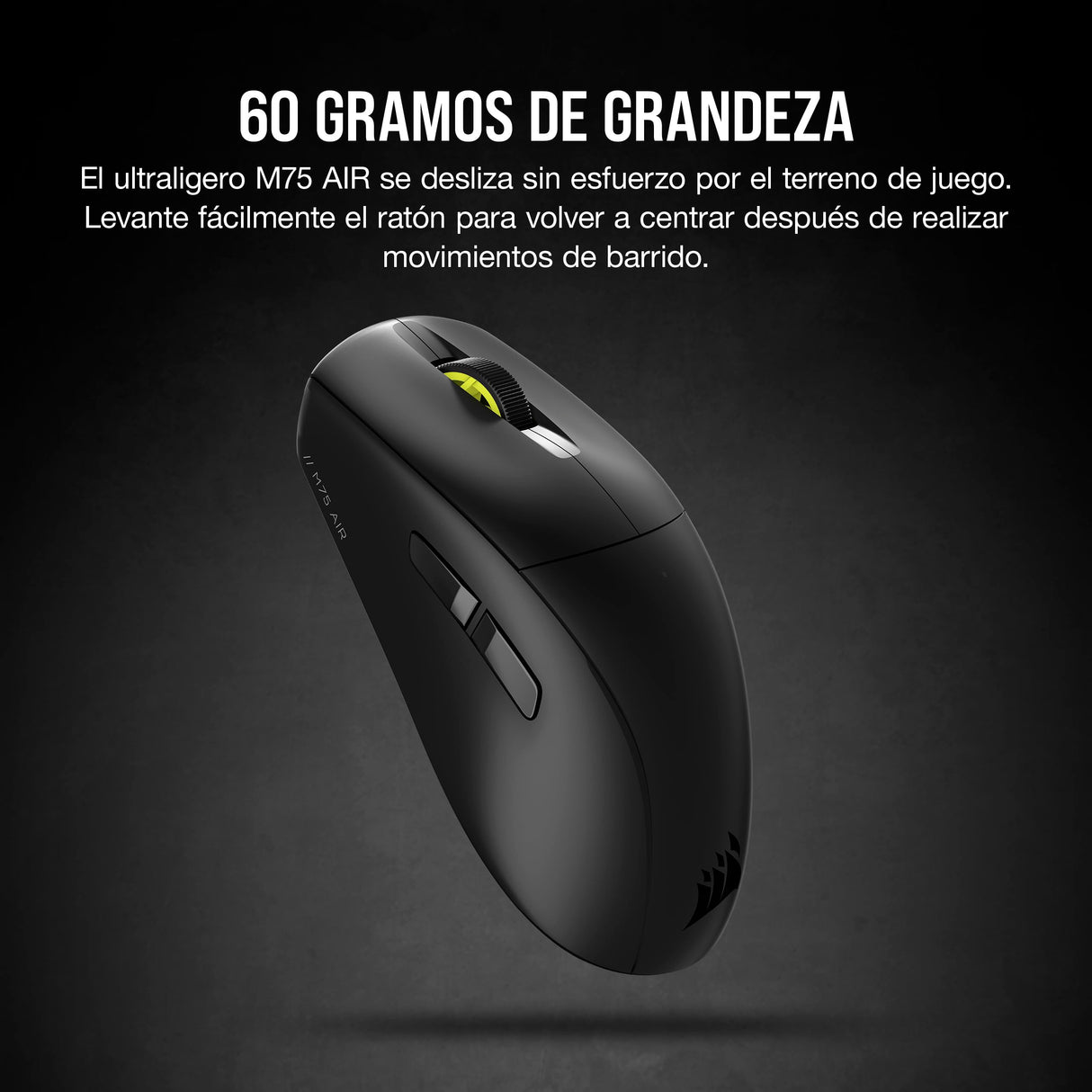 Corsair M75 Air Wireless Ratón Ultraligero para Juegos – 2.4GHz & Bluetooth – 26,000 PPP – hasta 100 Horas de Batería – Compatible con iCUE – Negro