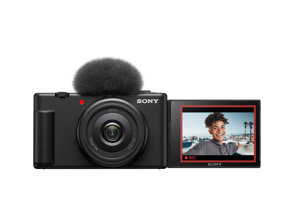 Sony ZV-1F Cámara Digital, para Vlogs, con Pantalla Multiángulo, Vídeo 4K, Cámara Lenta y Funciones para Vlog, Negra