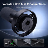 MAONO Micrófono PD300X para Podcast, Micro Profesional XLR/USB, Hi-FI 192 kHz/24 bits, reducción de Ruido, Software Link, para podcasting y grabaciones de Voz en Estudio