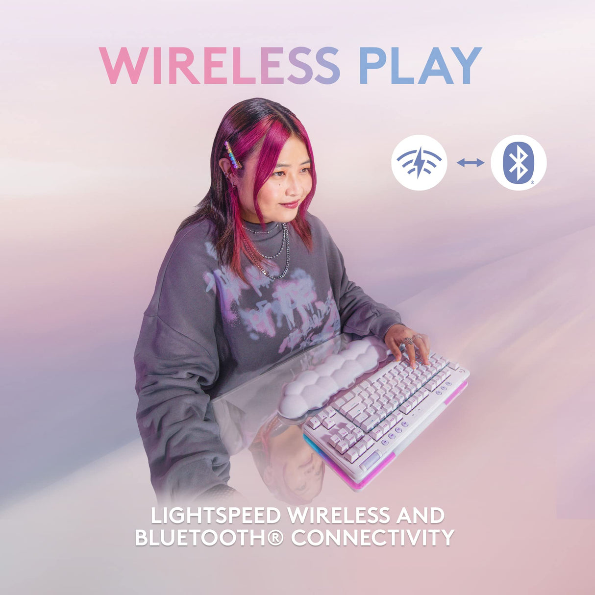 Logitech G715 Teclado Para Gaming Inalámbrico con Iluminación LIGHTSYNC RGB, LIGHTSPEED, Interruptores Linear (GX Rojo) y Reposamanos Para Teclado, Compatible con PC y Mac, Blanco