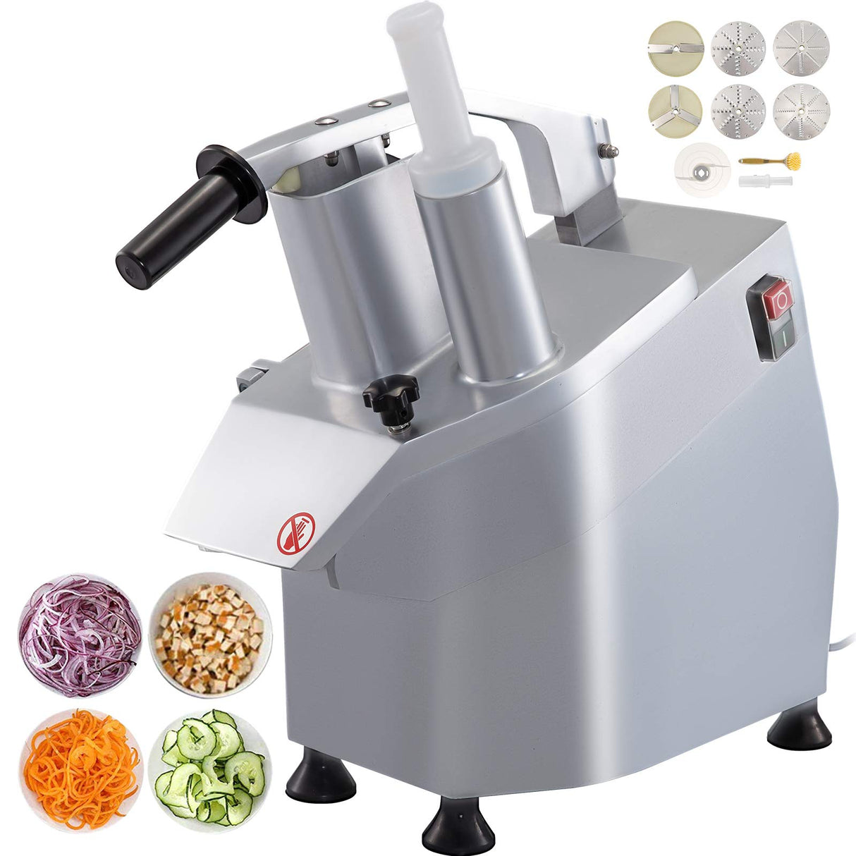 VEVOR Cortador eléctrico 270 r por min, comercial 550 W, con 6 discos de corte procesador para verduras, profesional robot de cocina,