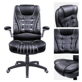 SONGMICS Silla de Oficina con Respaldo Alto, Reposacabezas y Asiento Gruesos, Reposabrazos Elevables, Silla Giratoria Ergonómica, Negro OBG51B