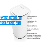 Linksys Velop Pro WiFi 6E Mesh System MX6201-KE Router Cognitive Mesh con Banda de 6 GHz y 5.4 GB/s, Cobertura para Casas de hasta 275 m² y 200 Dispositivos, Paquete de 1 Unidad