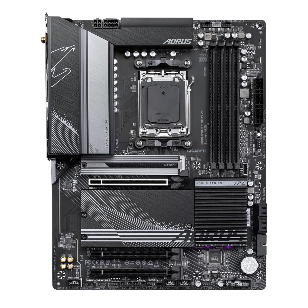 GIGABYTE B650 AORUS Elite AX V2 Placa Base - AMD Ryzen Serie 9000, VRM de 12+2+2 Fases, hasta 8000 MHz DDR5 (OC), 1xPCIe 5.0 + 2xPCIe 4.0 M.2, LAN 2,5 GbE, WiFi 6E, USB 3.2 Gen 2