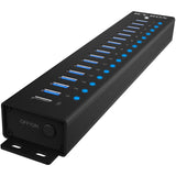 ICY BOX IB-HUB1717-U3 - Concentrador USB (17 Puertos), 16 Puertos USB y 1 Carga USB, USB 3.2 Gen 1 (5 Gbps por Puerto), con Fuente de alimentación de 96 W, USB-A, Aluminio, IB-HUB1717-U3