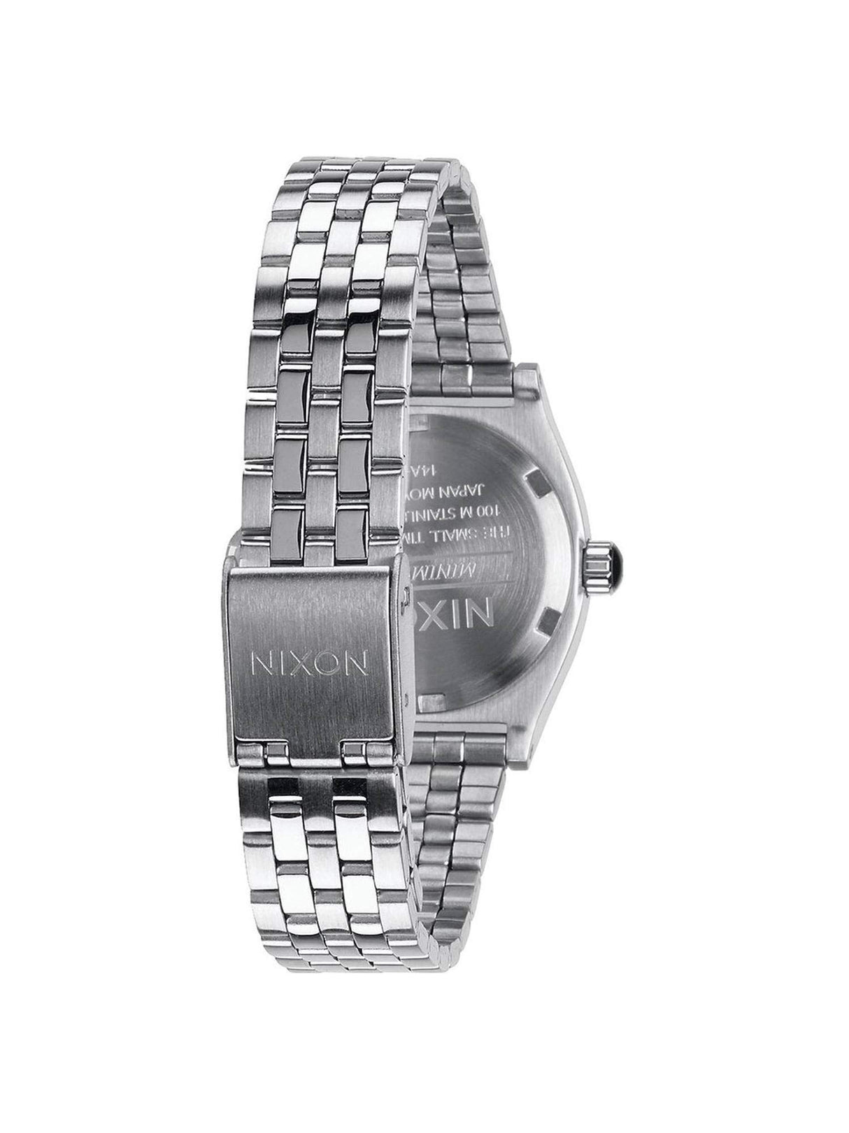 Nixon Small Time Teller - Reloj Analógico de Cuarzo para Mujer, Correa de Acero Inoxidable Color Plateado
