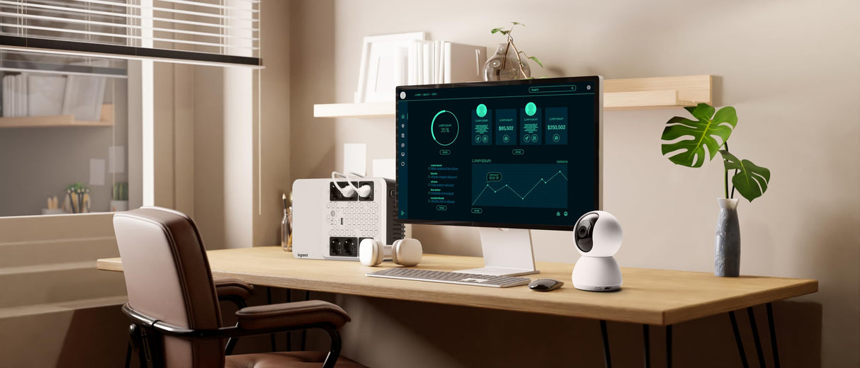 SAI Keor multiplug, 310082 de Legrand, line interactive con 6 bases Schuko y protección integrada 800VA 480W y autonomía de 10 a 15 minutos, blanco/negro
