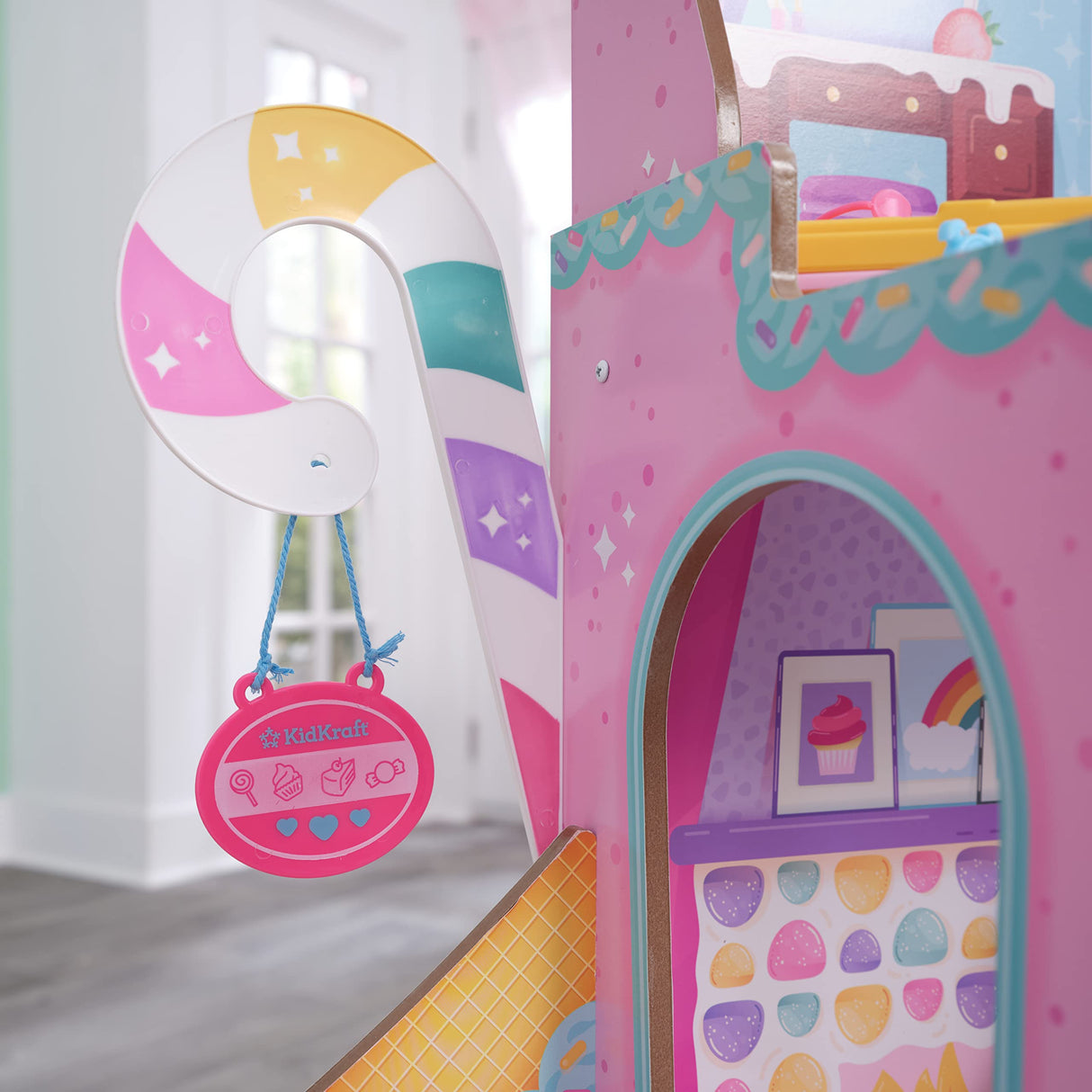 KidKraft Casa de Muñecas de Madera Castillo de Caramelo con Muebles y Accesorios, Casita con Figura de Lama Unicornio, para muñecas de 30 cm, Juguetes niños y niñas 3+ años (20242)