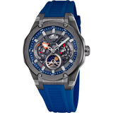 LOTUS Reloj Hombre 18946/4 Vortex con Fase Lunar Caja de Acero Inoxidable 316l Negro Correa de Caucho Azul