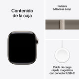Apple Watch Series 10 GPS + Cellular Smartwatch con Caja de Titanio Natural de 42 mm y Pulsera Milanese Loop Natural - Talla única. Monitor de entreno, App ECG y Neutro en Carbono
