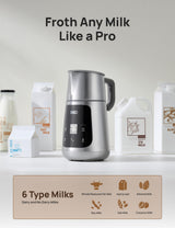 Dreo Espumador de Leche Todo en Uno, Creador de Espuma Automático para Microespuma de Nivel de Arte en Latte y Café Caliente/Frío, Calentador de Leche Eléctrico de 27oz/800ml con más de 30 Bebidas