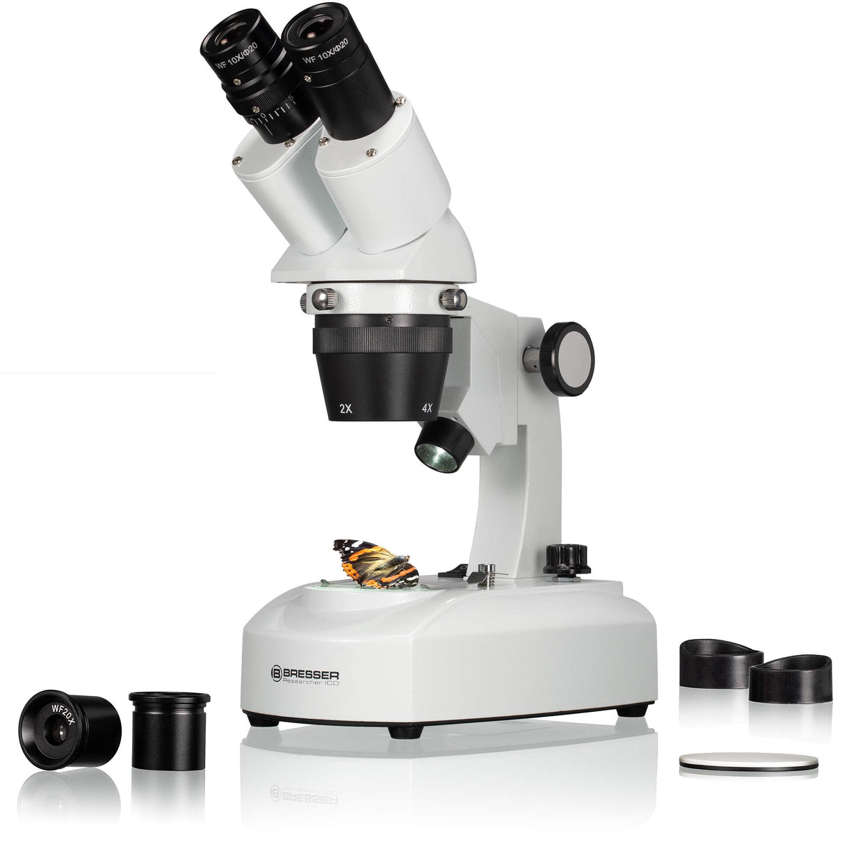 Bresser 5803100 Researcher ICD LED 20x-80x Microscopio, blanco