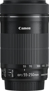 Canon EF-S 55-250 mm f/4-5.6 IS STM 8546B005 - Objetivo para Canon (distancia focal 55-250 mm, apertura f/4-32, zoom óptico 4.55x, estabilizador, diámetro: 58 mm), color negro