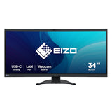 EIZO FlexScan EV3450XC Monitor ultrawide Profesional, 86,7 cm (34,1") 3440 × 1440 píxeles UWQHD IPS Curvo, 300 CD/m², 1000:1 con Webcam integrada y hub USB-C