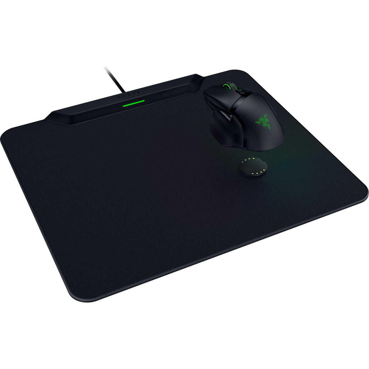 Razer HyperFlux V2 - Sistema de Alfombrilla de Carga inalámbrica para Ratones de Juego - Alfombrilla de ratón de Juego y Disco de Carga (indicador LED de Carga, pies de Goma Antideslizantes) Negro