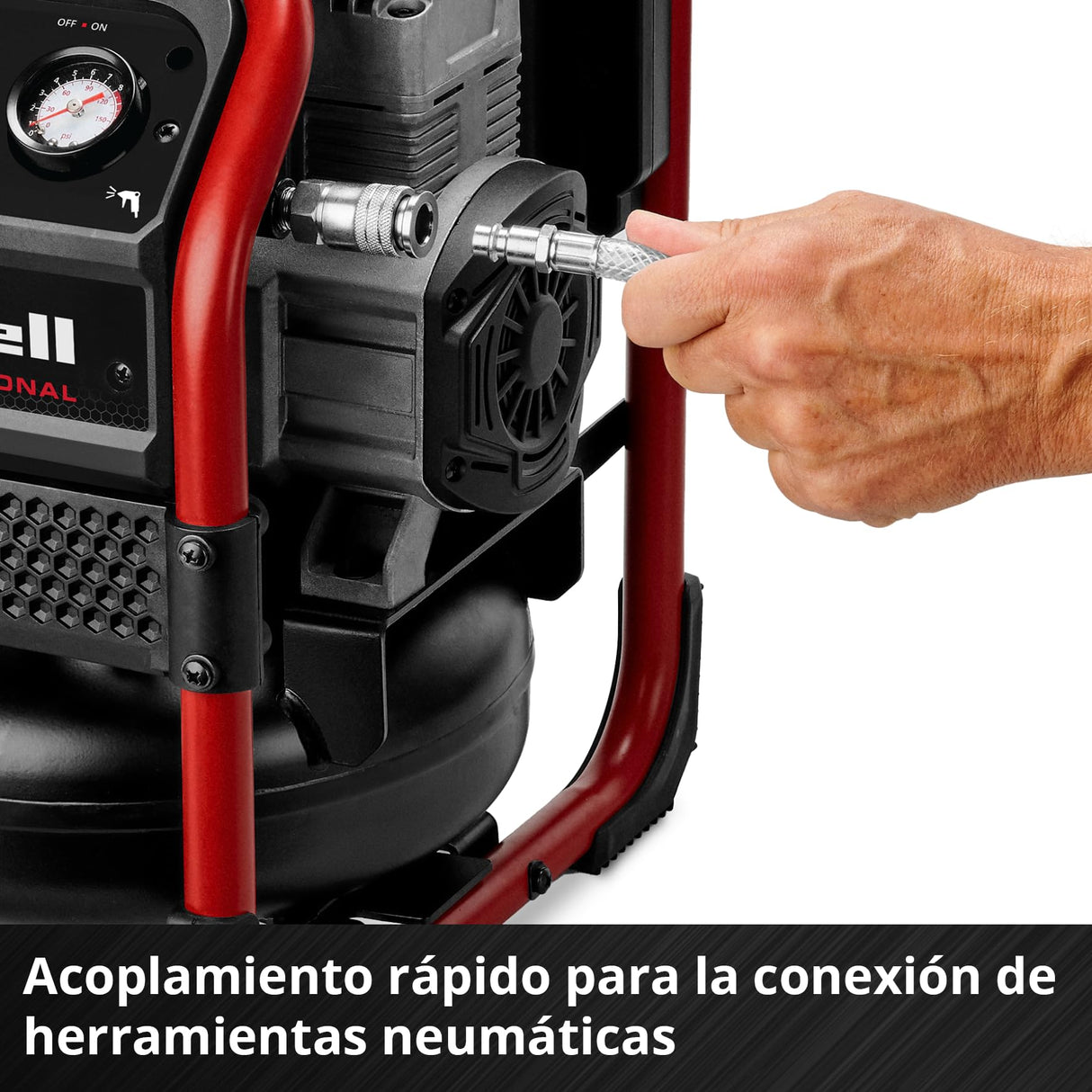 Einhell Professional Compresor con batería SILENZZO 18/160 Power X-Change (18 V, máx. 8 bar, depósito de 6 l, potencia de aspiración 160 l/min, manómetro, sin aceite, silencioso, sin batería)